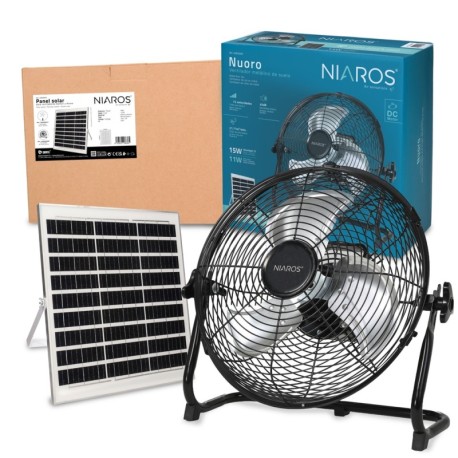 Kit ventilador metálico suelo y panel solar Nuoro 15W Negro GSC
