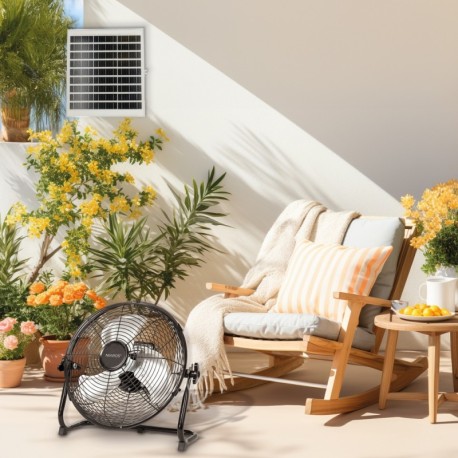 Kit ventilador metálico suelo y panel solar Nuoro 15W Negro GSC