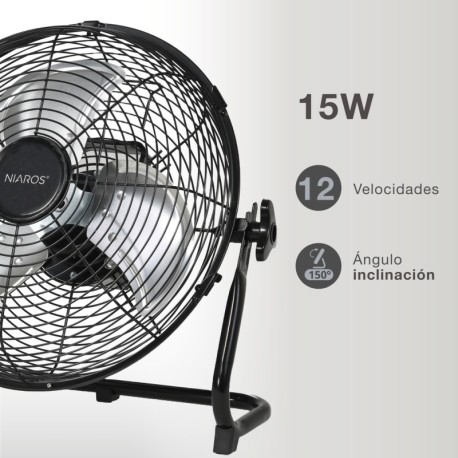 Kit ventilador metálico suelo y panel solar Nuoro 15W Negro GSC