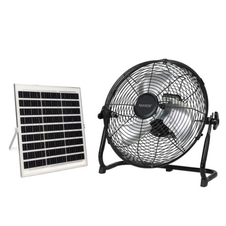 Kit ventilador metálico suelo y panel solar Nuoro 15W Negro GSC