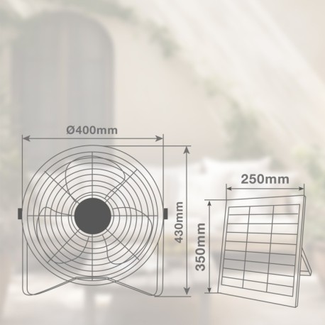 Kit ventilador metálico suelo y panel solar Nuoro 15W Negro GSC