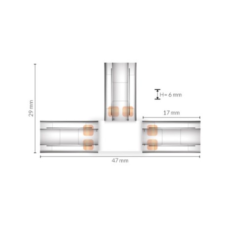Conector T tira led COB 8mm LDVlighting