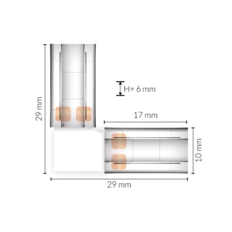 Conector L tira led COB 8mm LDVlighting