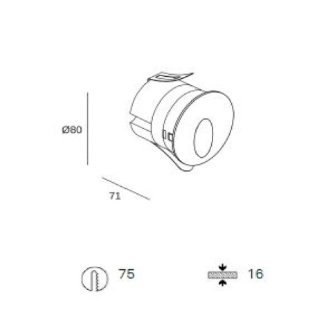 Empotrable de pared Icon Round 3.3w 3000k IP65 negro Forlight