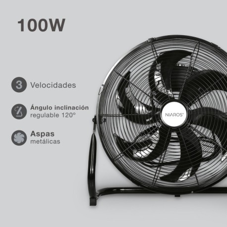 Ventilador metálico de suelo Aidone Ø51cm 90W Negro GSC