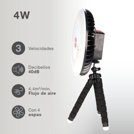 Mini ventilador solar Tanami con luz y trípode flexible GSC