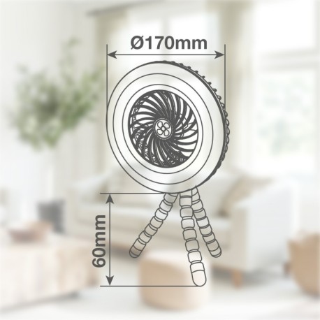 Mini ventilador solar Tanami con luz y trípode flexible GSC