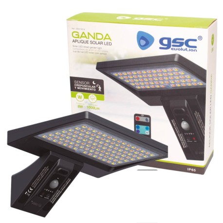 Aplique solar LED Ganda sensor movimiento/crepuscular 5W GSC