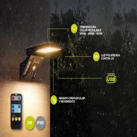 Aplique solar LED Ganda sensor movimiento/crepuscular  GSC