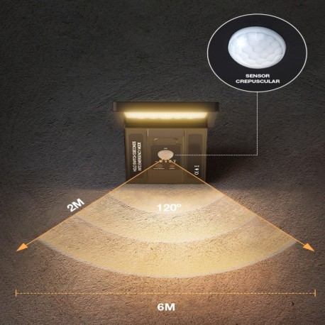 Aplique solar LED Ganda sensor movimiento/crepuscular  GSC