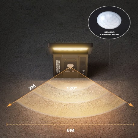 Aplique solar LED Ganda sensor movimiento/crepuscular 5W GSC