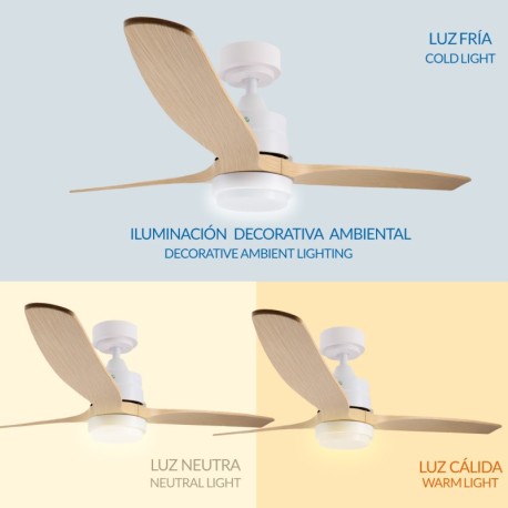 Ventilador de techo Sara blanco/madera Mimotec