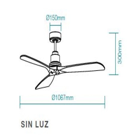 Ventilador de techo Mini Mallorca DC sin luz Níquel/nogal  Martec