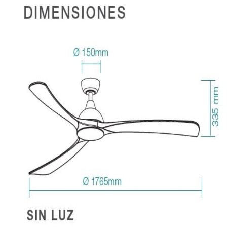 Ventilador de techo Norfolk Aero sin luz wifi Ø1765mm Martec