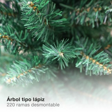 Árbol de navidad artificial tipo lápiz Bousso 1,2M 220 ramas GSC