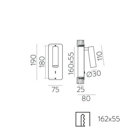 Aplique Aron LED empotrable orientable de ACB Iluminación