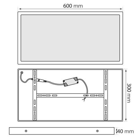 Plafón Led Slim de superficie 30x60cm 36w I-TEC