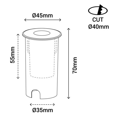 Empotrable de suelo Cobsoil 1.5w 2700k Sulion