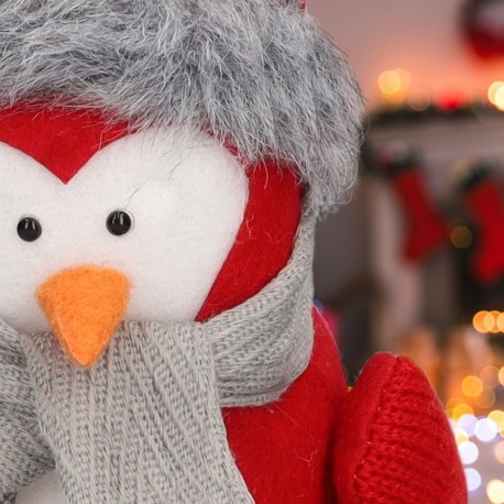 Pájaro de navidad LED Frostine 21cm rojo y gris GSC