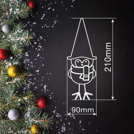 Pájaro de navidad LED Frostine 21cm rojo y gris GSC