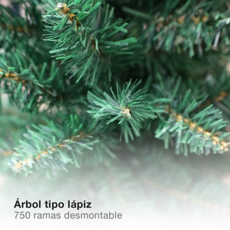 Árbol de navidad artificial tipo lápiz Bousso 2,1M 750 ramas GSC