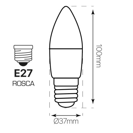 Bombilla LED Vela E27 6w 300º I-TEC