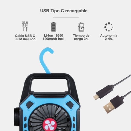 Ventilador de camping Stawell con linterna LED GSC