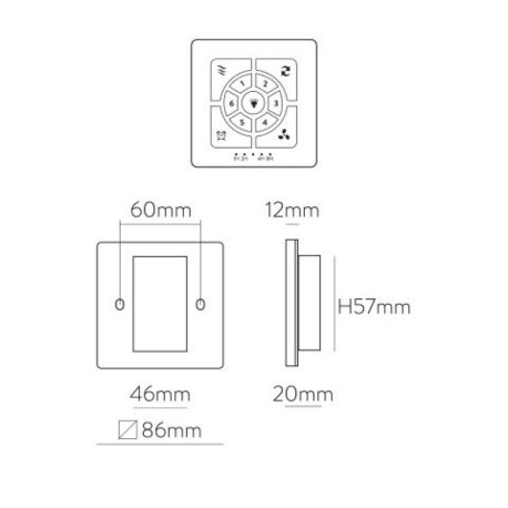 Controlador pared ventilador a pilas ACB iluminación