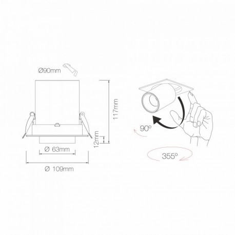 Foco proyector empotrable OXO 12w Beneito Faure