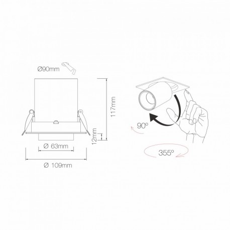 Foco proyector empotrable OXO 12w Beneito Faure