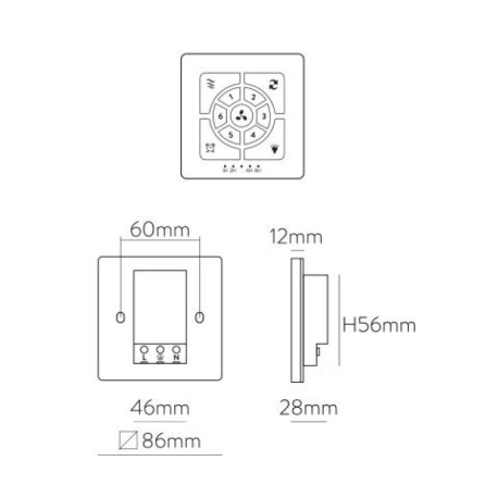 Controlador pared ventilador 220-240V ACB Iluminación