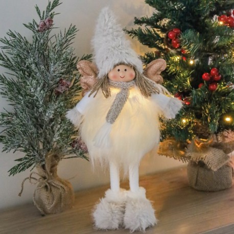 Ángel LED de pie Ariel 42cm gris y blanco GSC