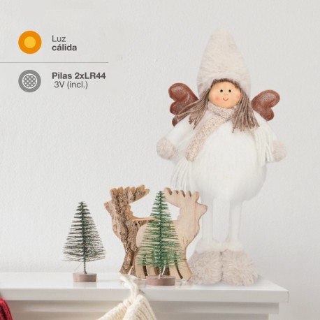 Ángel LED de pie Ariel 42cm gris y blanco GSC