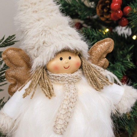 Ángel LED de pie Ariel 42cm gris y blanco GSC