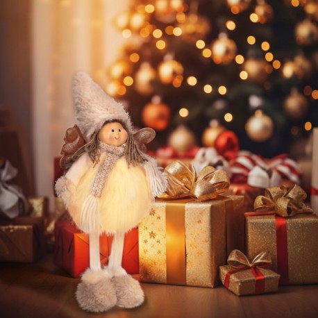 Ángel LED de pie Ariel 42cm gris y blanco GSC