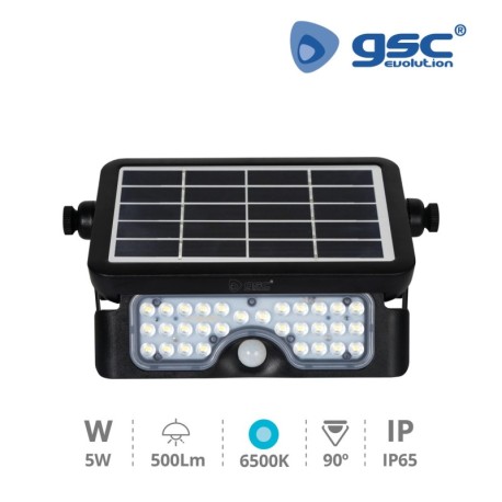 Proyector solar LED multifunción c/sensor 5W IP65 Negro GSC