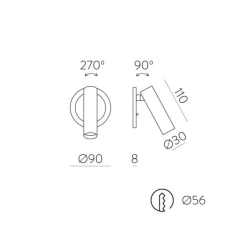 Aplique Atria empotrable orientable de ACB Iluminación