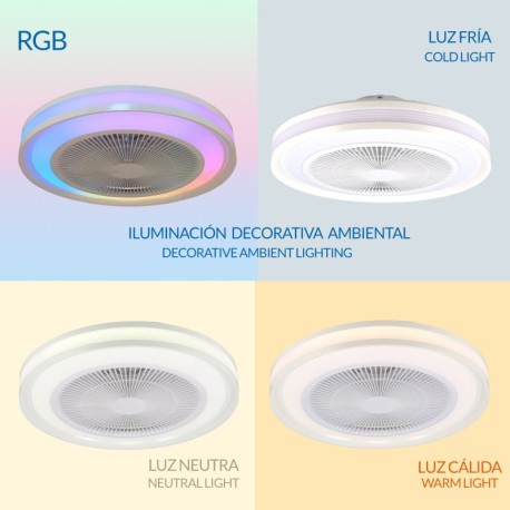 Ventilador de techo LED Colours CCT+RGB blanco Mimotec