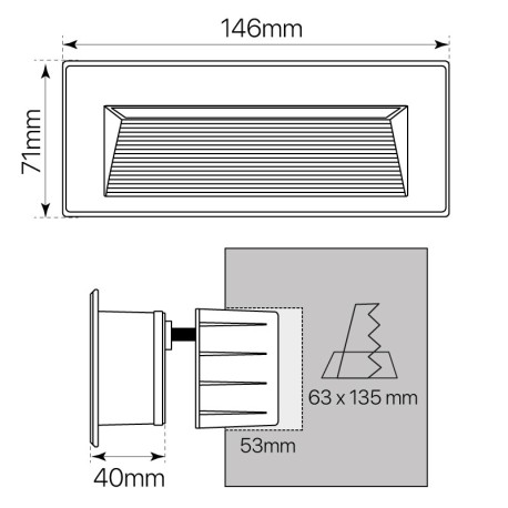 Aplique empotrable exterior Vulcan-3 5w 4000k I-TEC