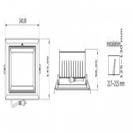 Downlight Oregon+ cuadrado CCT Switch Driver europeo Threeline