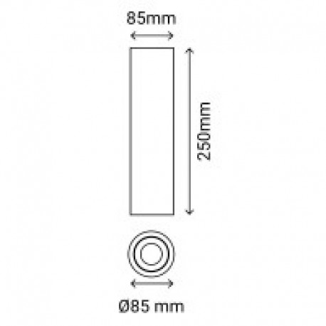 Semiplafón tubular Kira 20w 36º de Sulion