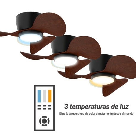 Ventilador de techo Monty negro/madera con luz Sulion