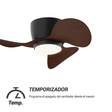 Ventilador de techo Monty negro/madera con luz Sulion