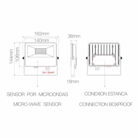 Foco proyector SKY-V3 microwave sensor 30w Beneito Faure