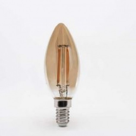 Bombilla LED Gold vela E14 filamento 4w 2500k 300º Threeline